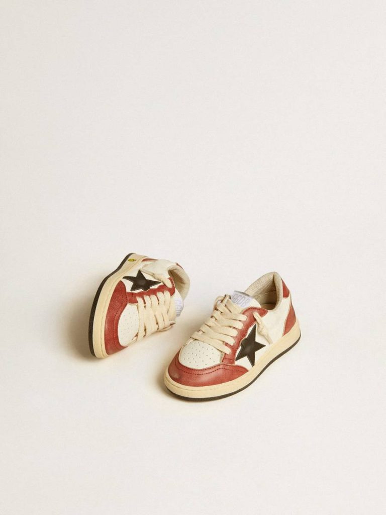 Little Boys (1-3 Years) Ball Star Junior In Nappa With Black Star And Red Leather Inserts Kids Golden Goose