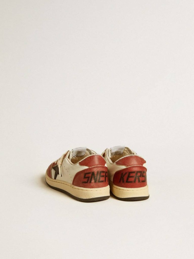Little Boys (1-3 Years) Ball Star Junior In Nappa With Black Star And Red Leather Inserts Kids Golden Goose