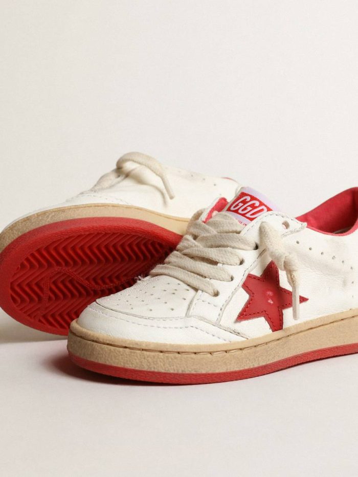Little Boys (1-3 Years) Kids Golden Goose Ball Star Junior In Nappa With Red Leather Star And Heel Tab