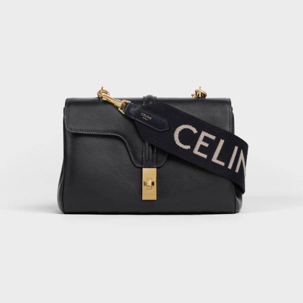 Long Strap In Wool With Celine Jacquard Women Black / White Straps And Accessories
