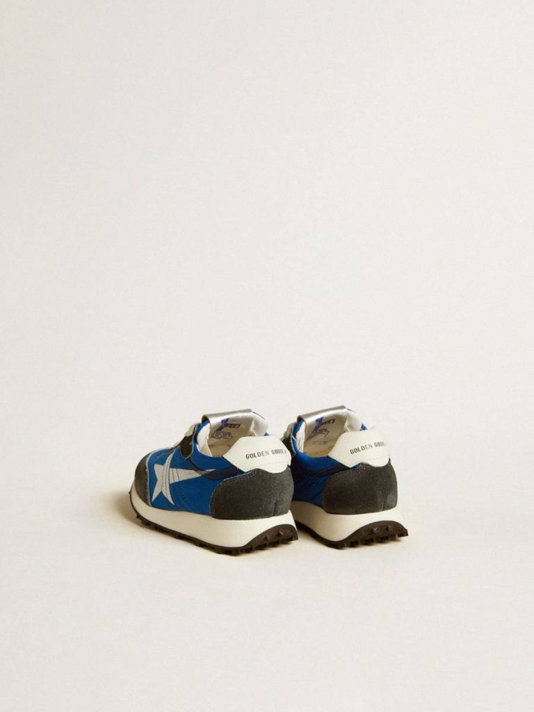 Marathon Junior In Blue Nylon With Printed Star And Leather Heel Tab Kids Golden Goose Little Boys (1-3 Years)