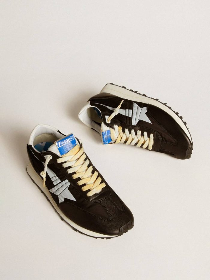 Marathon Men Golden Goose Men’s Marathon With Black Nylon Upper And White Star
