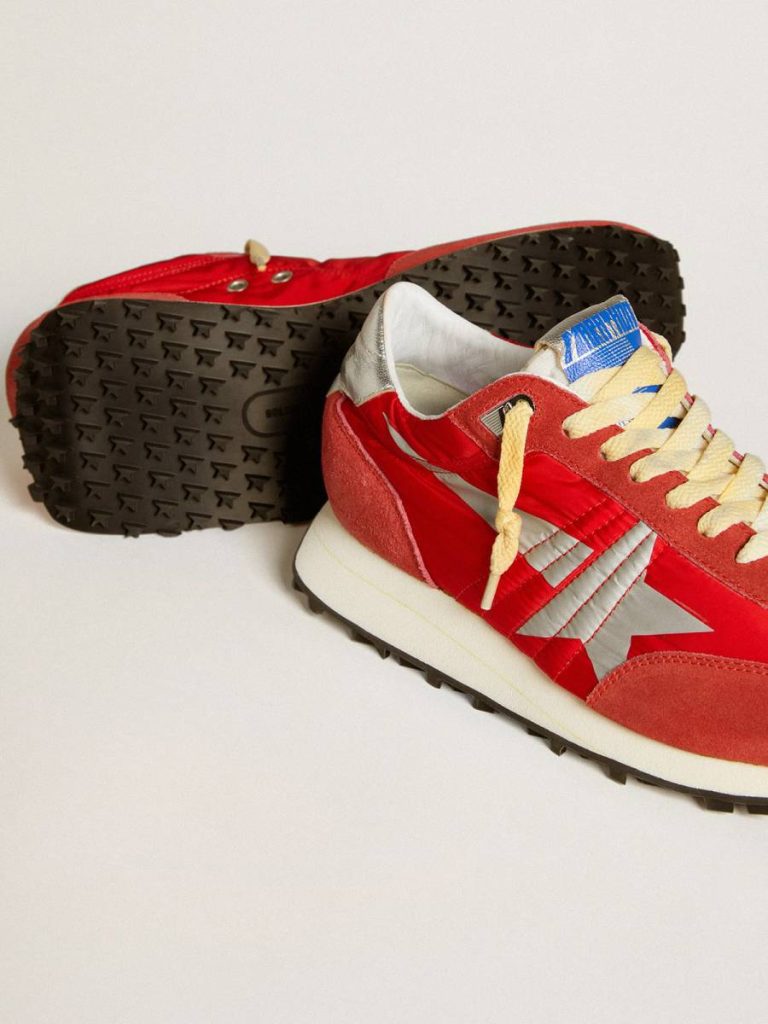 Marathon Men’s Marathon With Red Nylon Upper And Silver Star Men Golden Goose