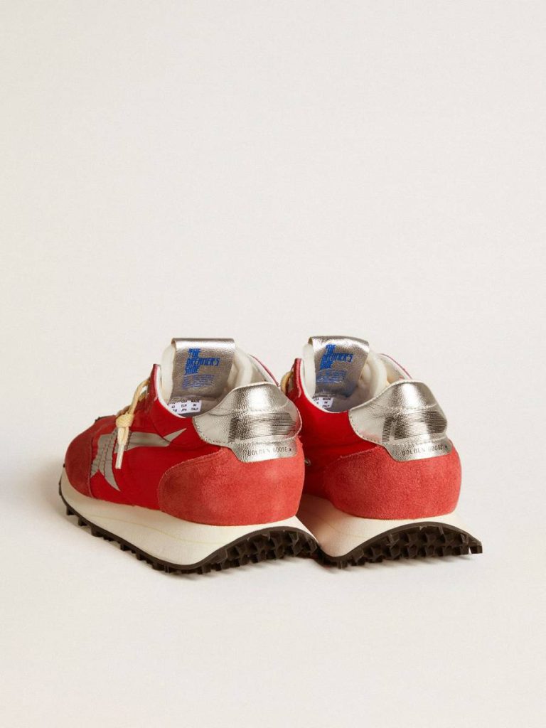 Marathon Men’s Marathon With Red Nylon Upper And Silver Star Men Golden Goose
