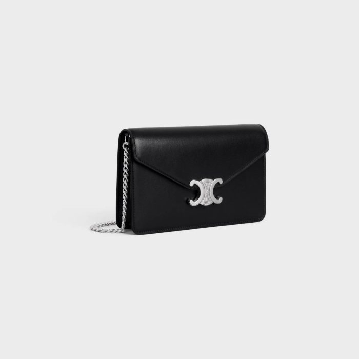 Margo Women Wallet On Chain Margo In Shiny Calfskin Celine Black