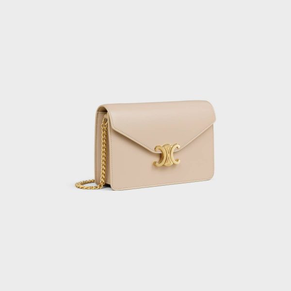 Margo Women Wallet On Chain Margo In Shiny Calfskin Nude Celine