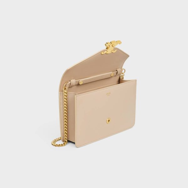 Margo Women Wallet On Chain Margo In Shiny Calfskin Nude Celine