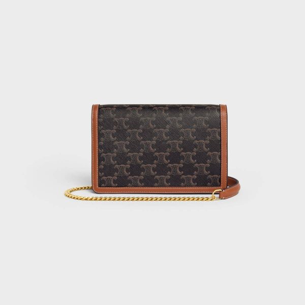 Margo Women Wallet On Chain Margo In Triomphe Canvas And Calfskin Tan Celine