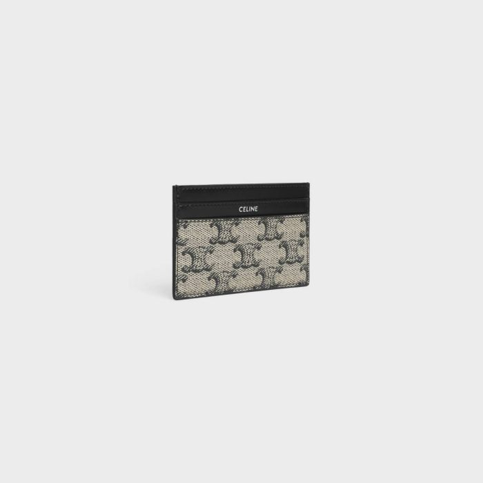 Medium Card Holder In Triomphe Canvas And Calfskin Beige Men Celine Coin And Card Holders