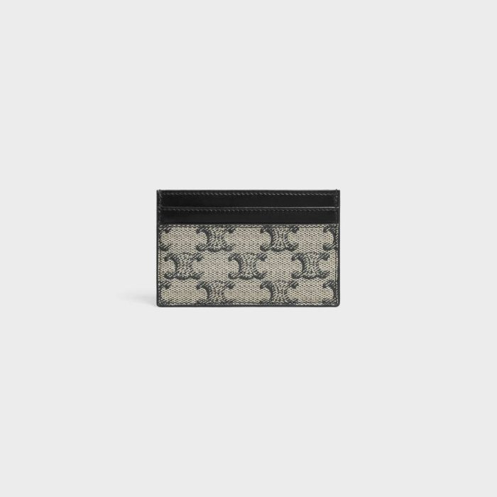 Medium Card Holder In Triomphe Canvas And Calfskin Beige Men Celine Coin And Card Holders