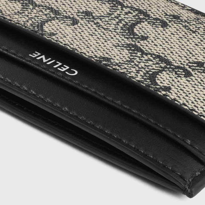 Medium Card Holder In Triomphe Canvas And Calfskin Beige Men Celine Coin And Card Holders