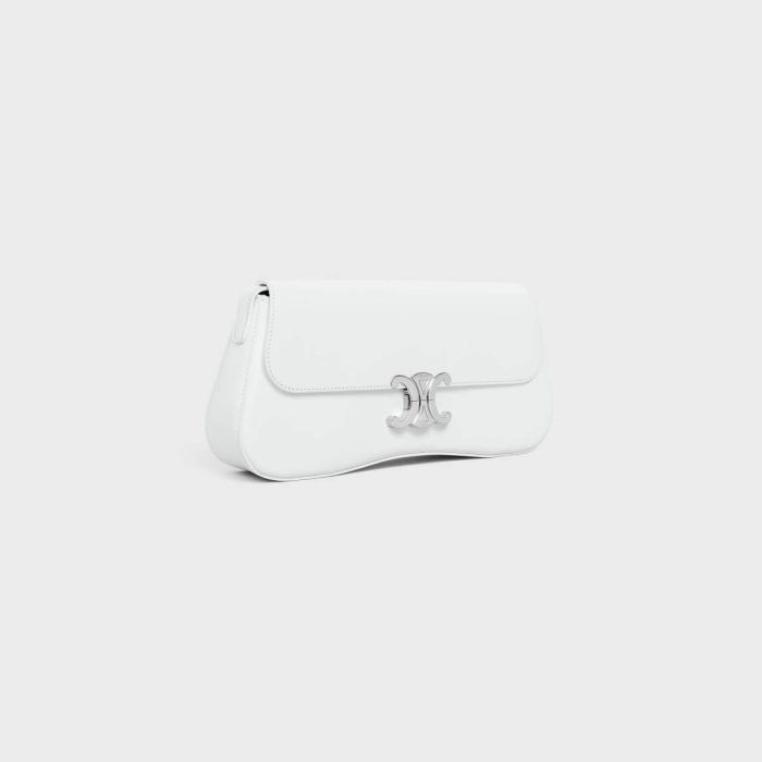 Medium Celine Lola Bag In Shiny Calfskin Women Blanc De Blanc Shoulder Bags