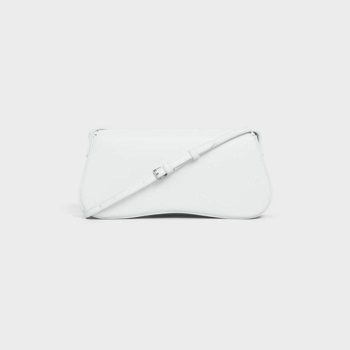 Medium Celine Lola Bag In Shiny Calfskin Women Blanc De Blanc Shoulder Bags