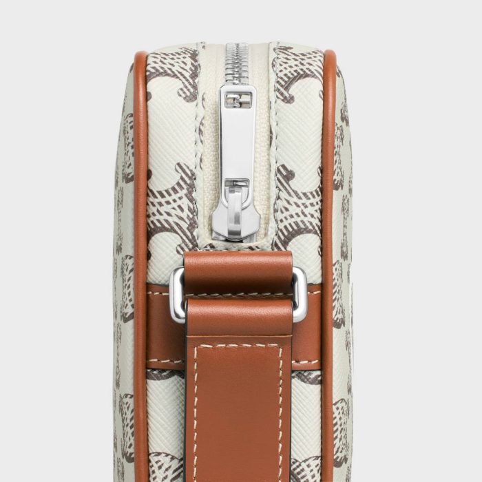 Medium Messenger Bag In Triomphe Canvas With Celine Print Cross-Body Bags Men Tan / Ecru