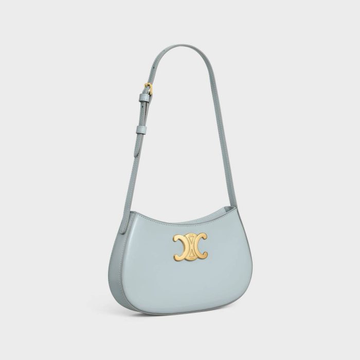 Medium Tilly Bag In Shiny Calfskin Ice Blue Women Shoulder Bags Celine