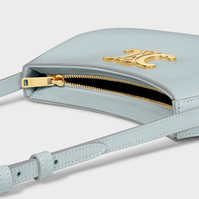 Medium Tilly Bag In Shiny Calfskin Ice Blue Women Shoulder Bags Celine