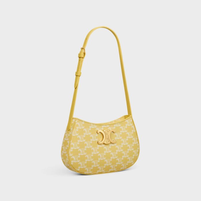 Medium Tilly Bag In Triomphe Canvas And Calfskin Celine Shoulder Bags Bright Yellow Women