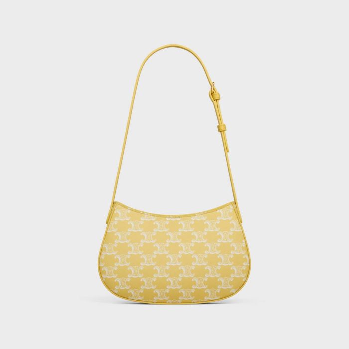 Medium Tilly Bag In Triomphe Canvas And Calfskin Celine Shoulder Bags Bright Yellow Women