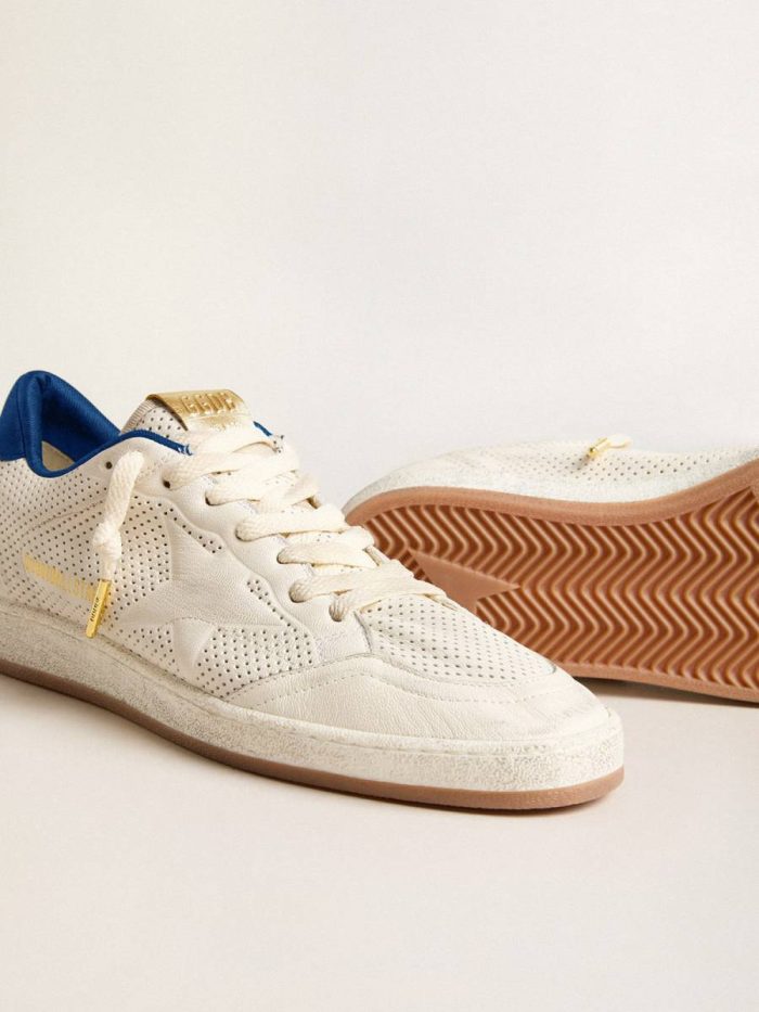 Men Ball Star Ball Star In Perforated Nappa With White Star And Blue Nylon Heel Tab Golden Goose