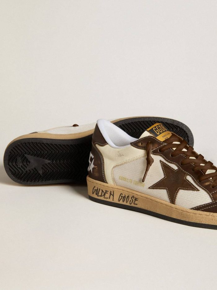 Men Ball Star Golden Goose Men's Ball Star In Nappa And Mesh With Suede Star And Brown Leather Inserts
