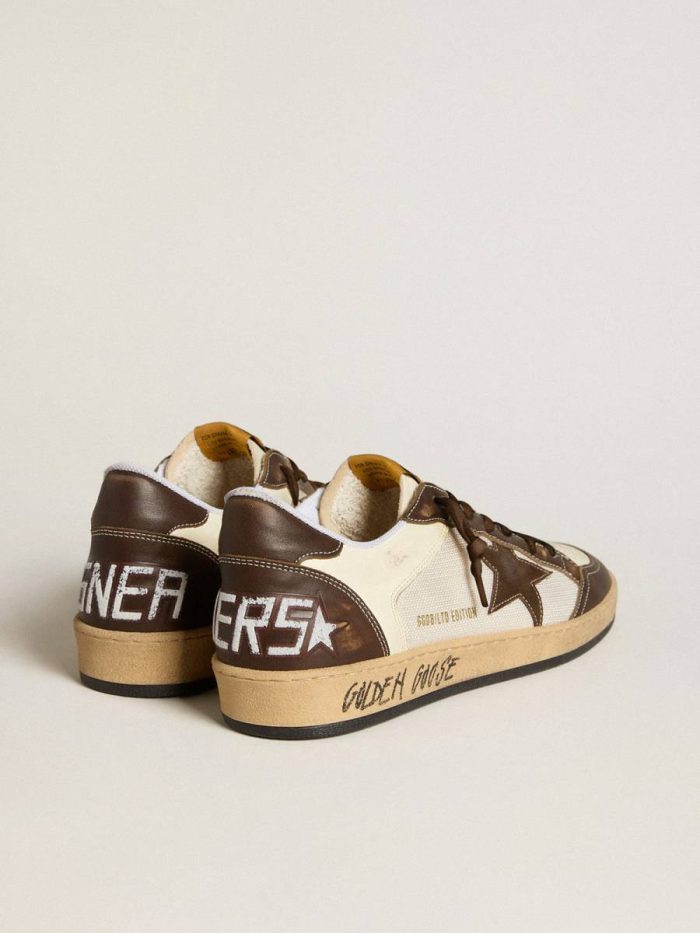 Men Ball Star Golden Goose Men's Ball Star In Nappa And Mesh With Suede Star And Brown Leather Inserts