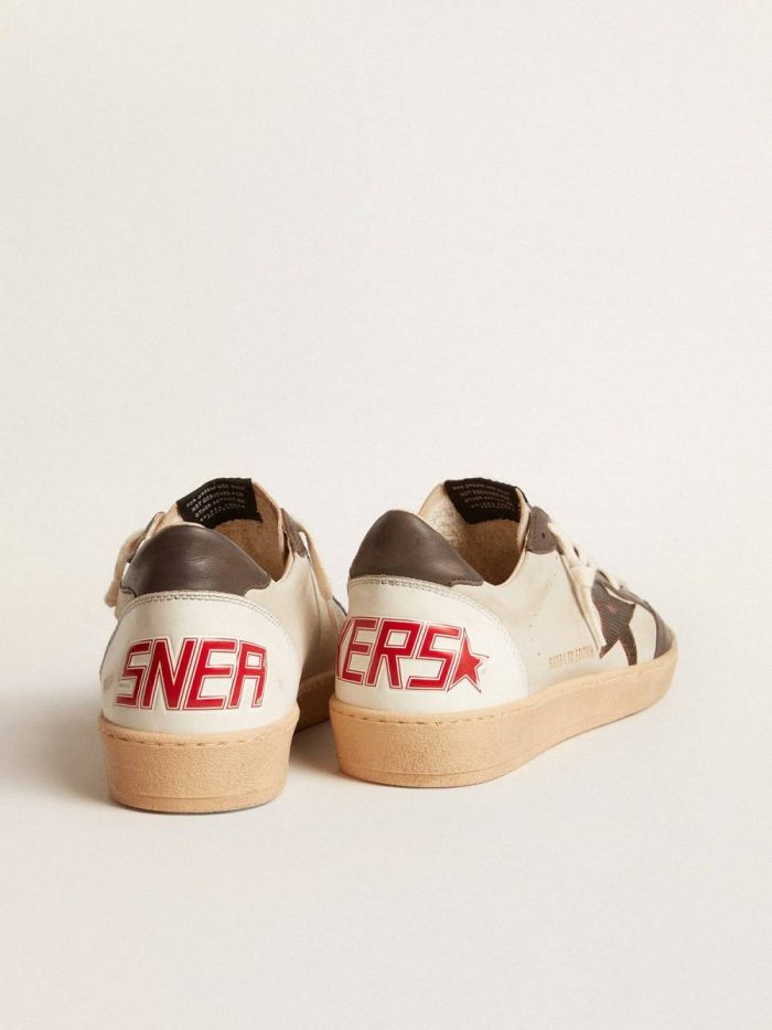 Men Ball Star Golden Goose Men's Ball Star Ltd In Nappa With Brown Star And Gray Leather Heel Tab
