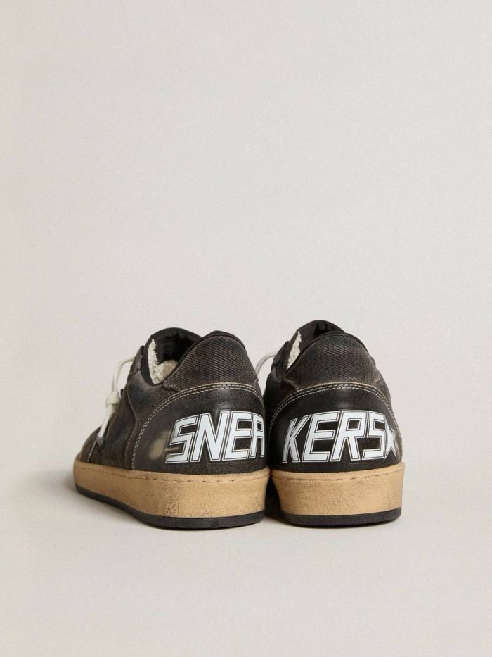 Men Ball Star In Black Denim With Black Leather Star And Inserts Ball Star Golden Goose