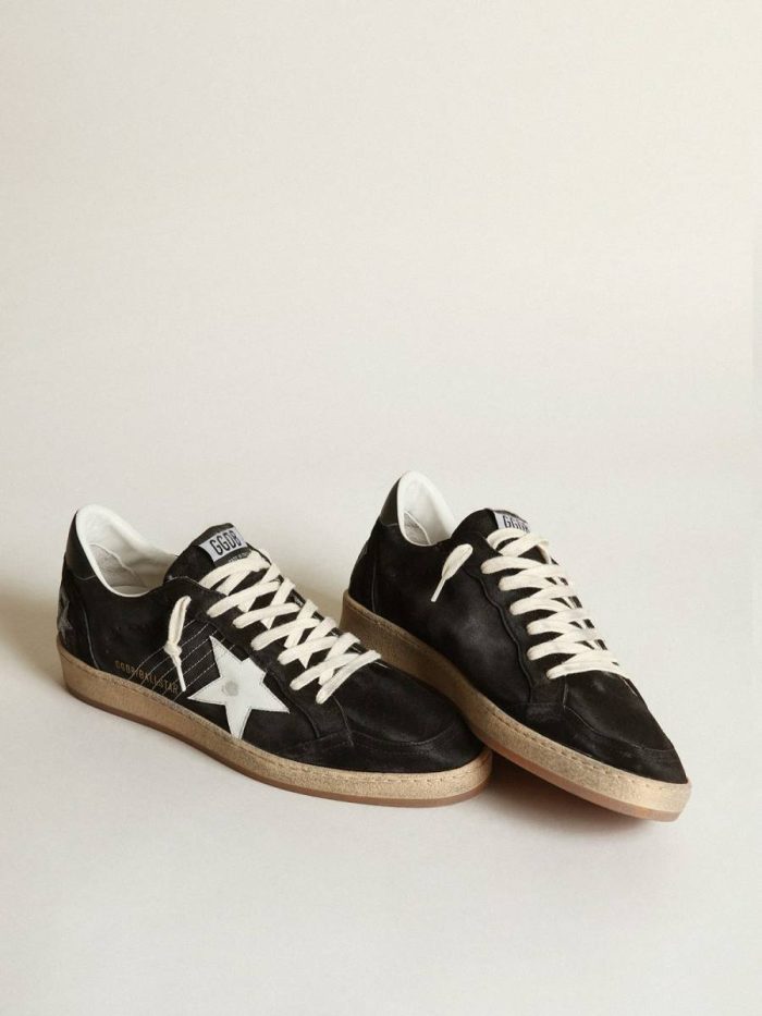 Men Ball Star Men's Ball Star In Black Suede With White Leather Star Golden Goose