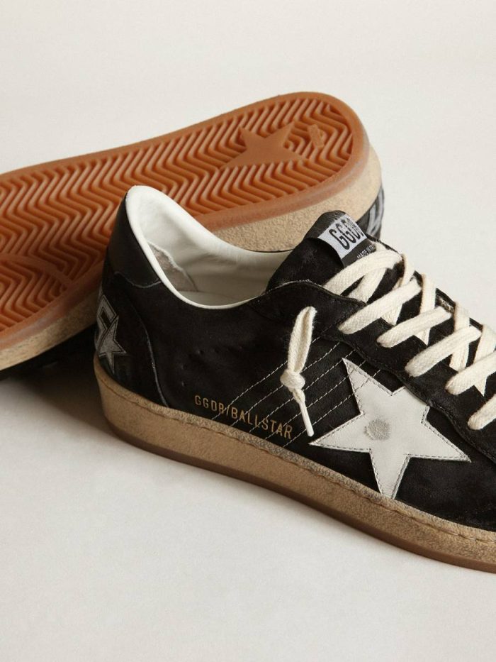 Men Ball Star Men's Ball Star In Black Suede With White Leather Star Golden Goose
