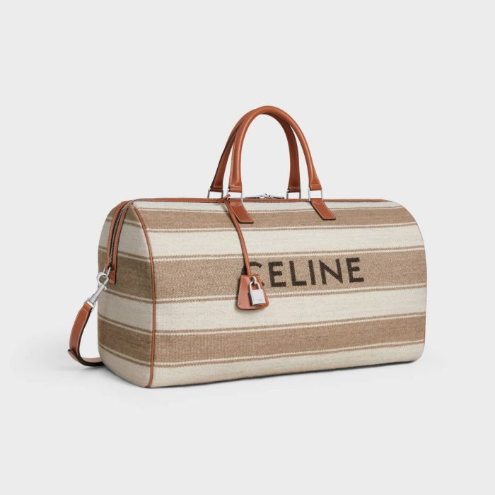 Men Beige Business And Travel Bags Large Travel Bag In Textile With Celine Jacquard And Calfskin