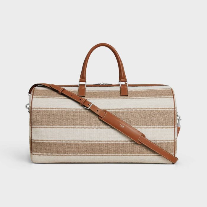 Men Beige Business And Travel Bags Large Travel Bag In Textile With Celine Jacquard And Calfskin