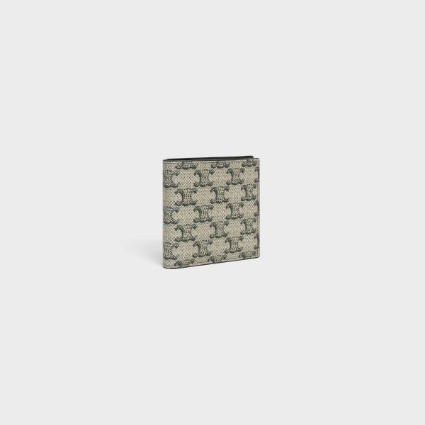 Men Beige Wallets Bi-Fold Wallet In Triomphe Canvas And Calfskin Celine