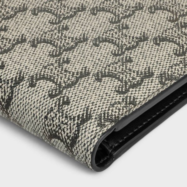 Men Beige Wallets Bi-Fold Wallet In Triomphe Canvas And Calfskin Celine