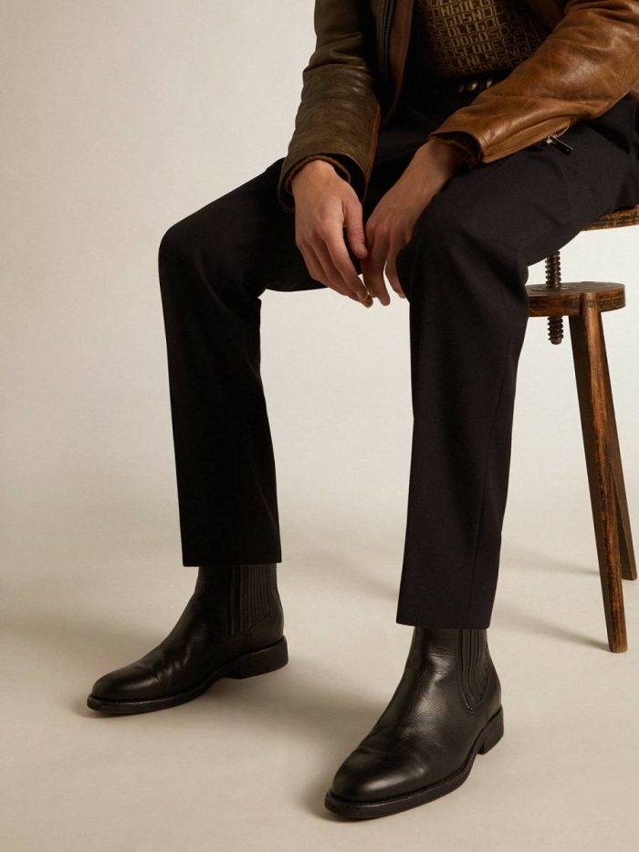 Men Boots Men’s Chelsea Boots In Black Leather Golden Goose Black
