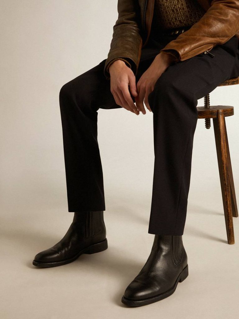 Men Boots Men’s Chelsea Boots In Black Leather Golden Goose Black