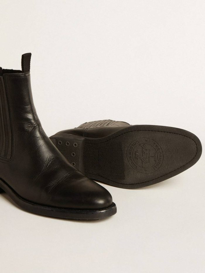 Men Boots Men’s Chelsea Boots In Black Leather Golden Goose Black