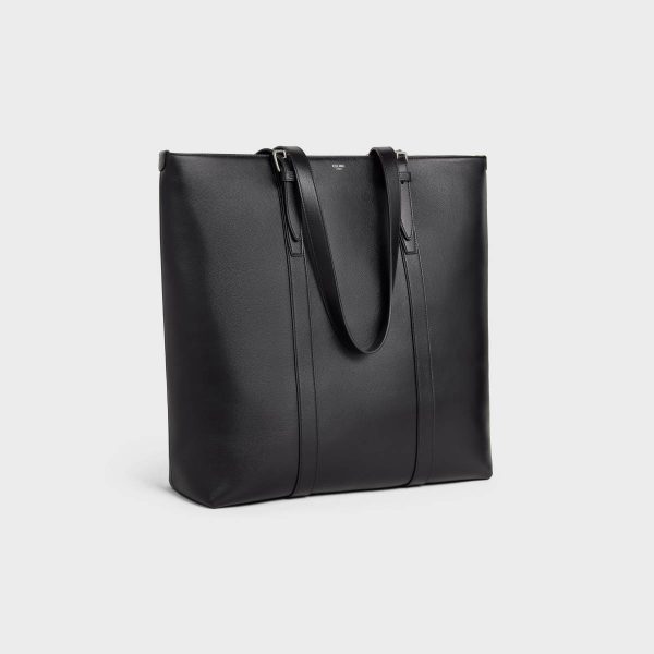 Men Cabas With Buckle In Smooth Calfskin Tote Bags Black Celine