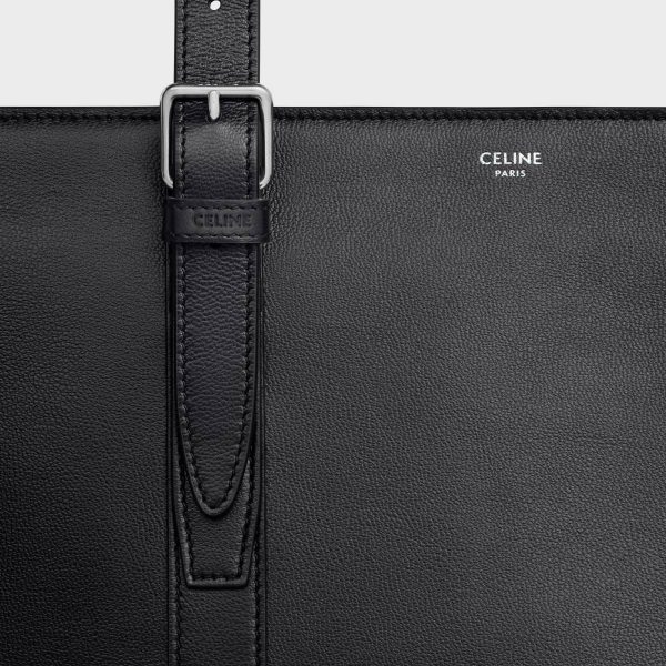 Men Cabas With Buckle In Smooth Calfskin Tote Bags Black Celine