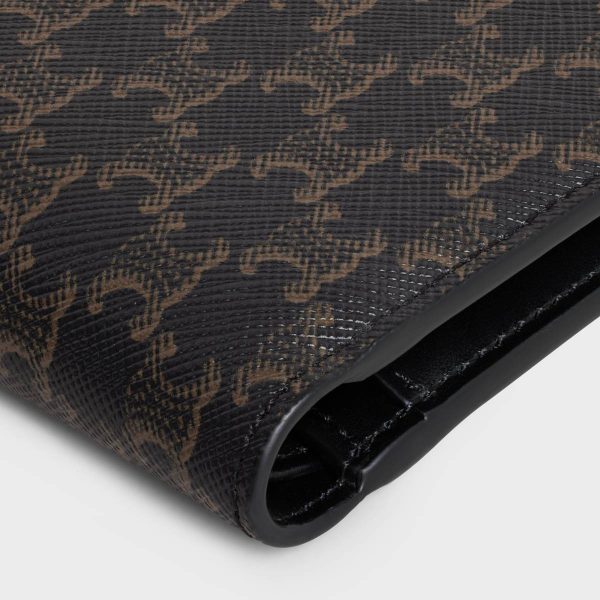 Men Celine Black Bi-Fold Wallet With Coin Compartment In Triomphe Canvas Wallets