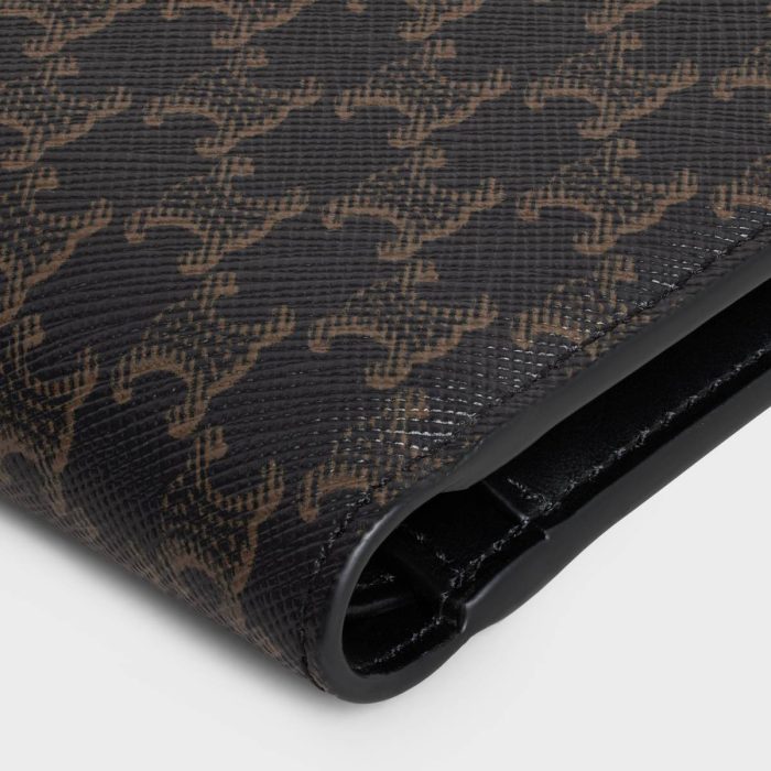 Men Celine Black Bi-Fold Wallet With Coin Compartment In Triomphe Canvas Wallets
