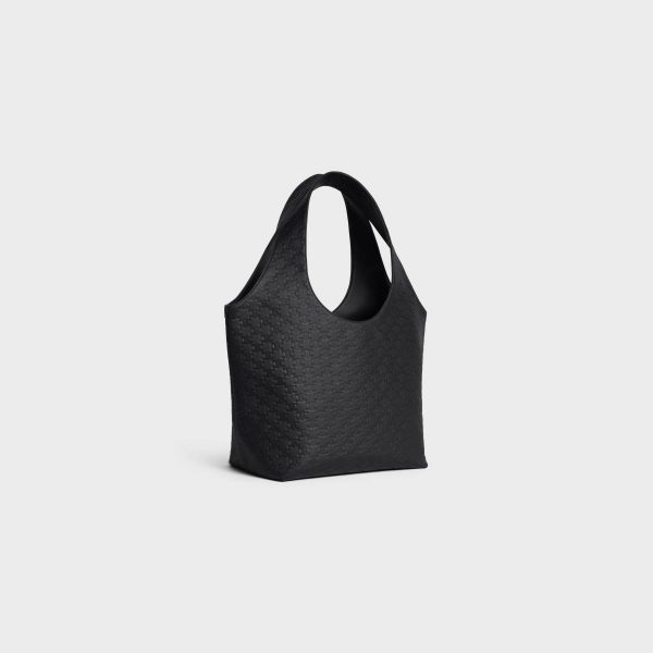 Men Celine Black Shopper Cabas In Calfskin Triomphe Embossed Tote Bags