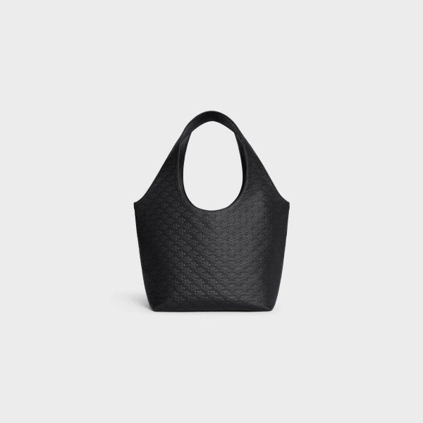 Men Celine Black Shopper Cabas In Calfskin Triomphe Embossed Tote Bags