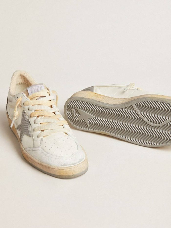 Men Golden Goose Ball Star Ball Star In Nappa With Rubber Star And Silver Leather Heel Tab