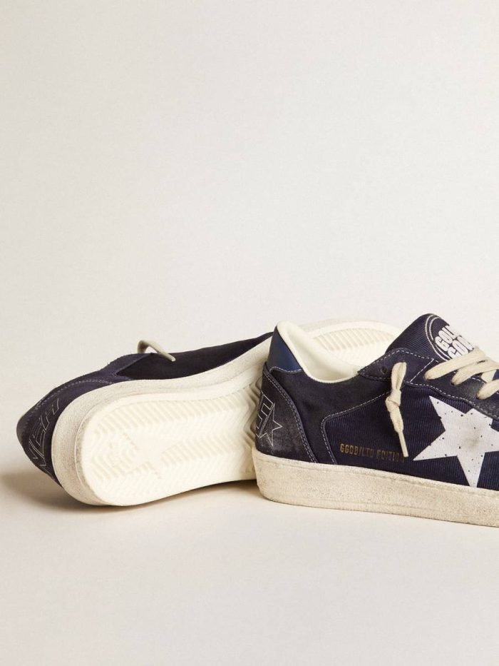 Men Golden Goose Ball Star Ltd In Blue Suede And Nylon With White Star And Blue Heel Tab Ball Star