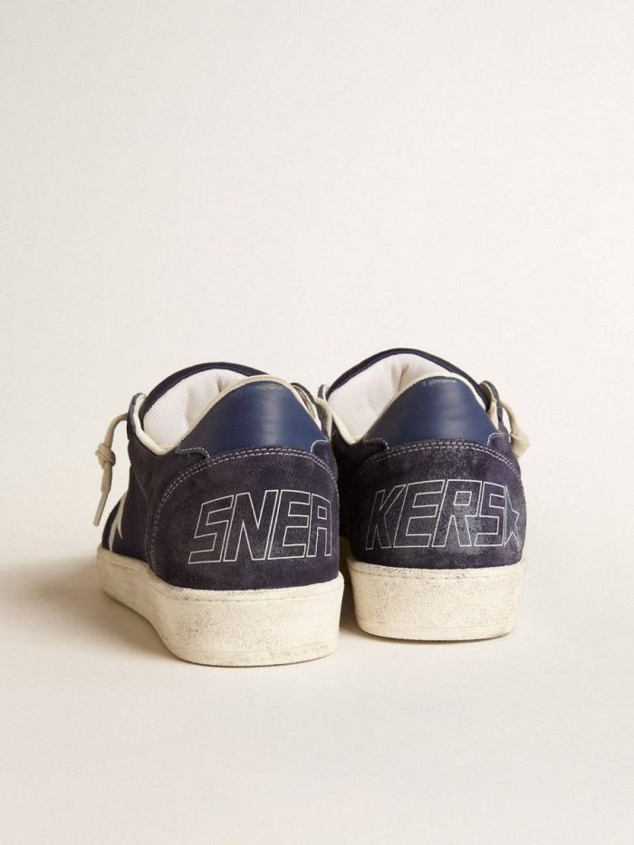 Men Golden Goose Ball Star Ltd In Blue Suede And Nylon With White Star And Blue Heel Tab Ball Star