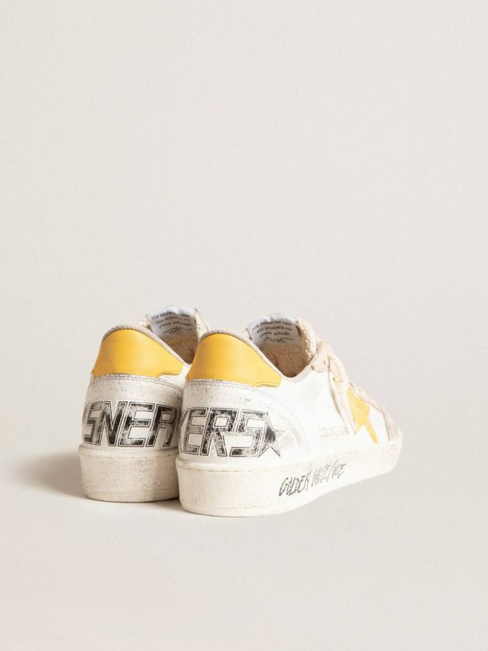 Men Golden Goose Ball Star Ltd In White Mesh With Yellow Leather Star And Heel Tab Ball Star