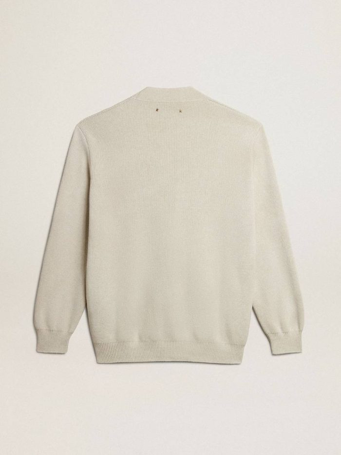Men Golden Goose Knitwear Aged White Cardigan In Aged White Cotton With Gold Button Fastening
