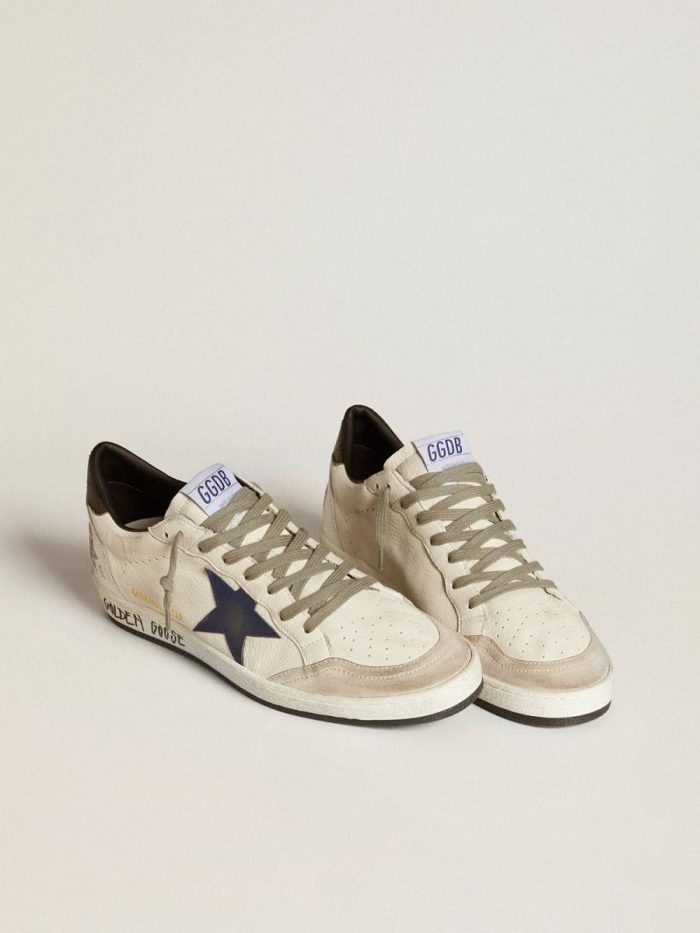 Men Golden Goose Men's Ball Star In Nappa With Leather Star And Metallic Leather Heel Tab Ball Star