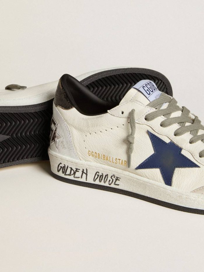 Men Golden Goose Men's Ball Star In Nappa With Leather Star And Metallic Leather Heel Tab Ball Star