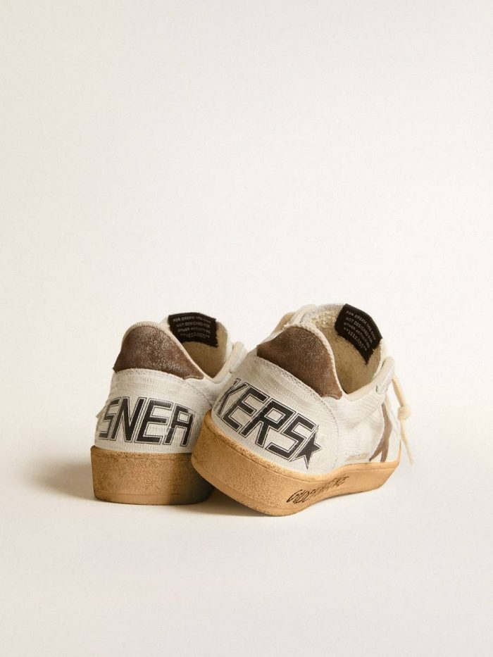 Men Golden Goose Men's Ball Star In White Nubuck Leather With Brown Suede Star And Heel Tab Ball Star